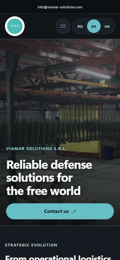 Live VIAMAR Solutions English homepage on mobile